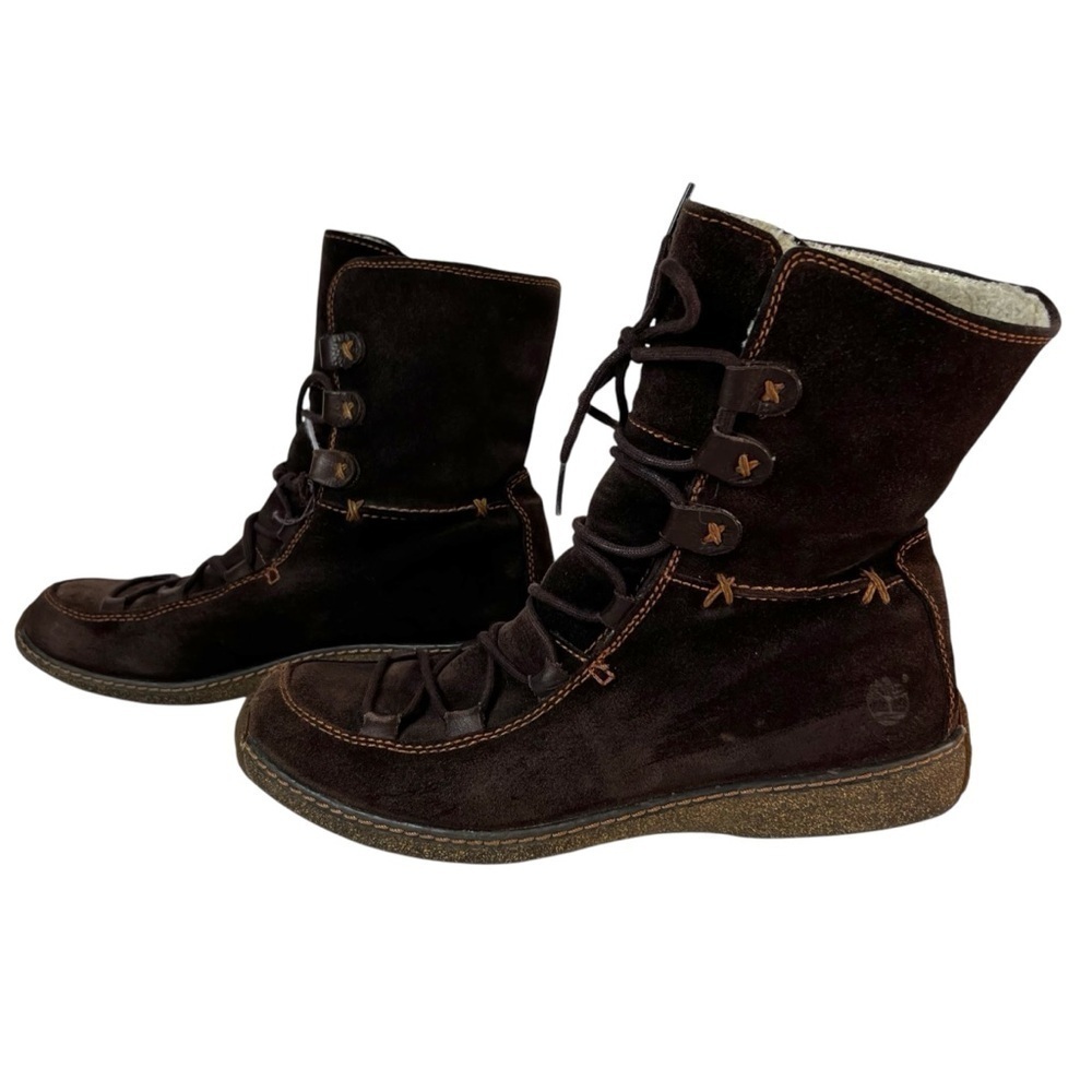 Timberland Moorland Fauna Brown Leather Lace Up Boots Womens 9.5 Hiking Outdoor